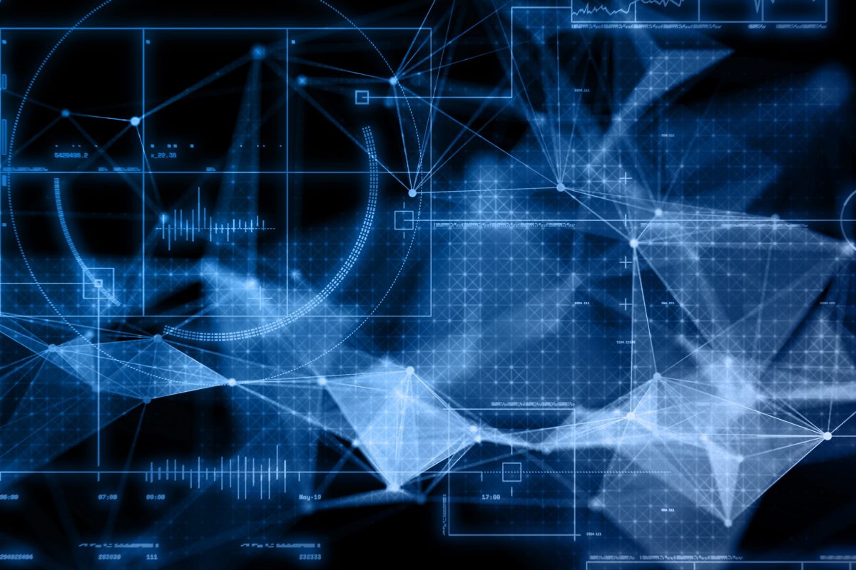 3D render of a modern network communications science background with plexus design